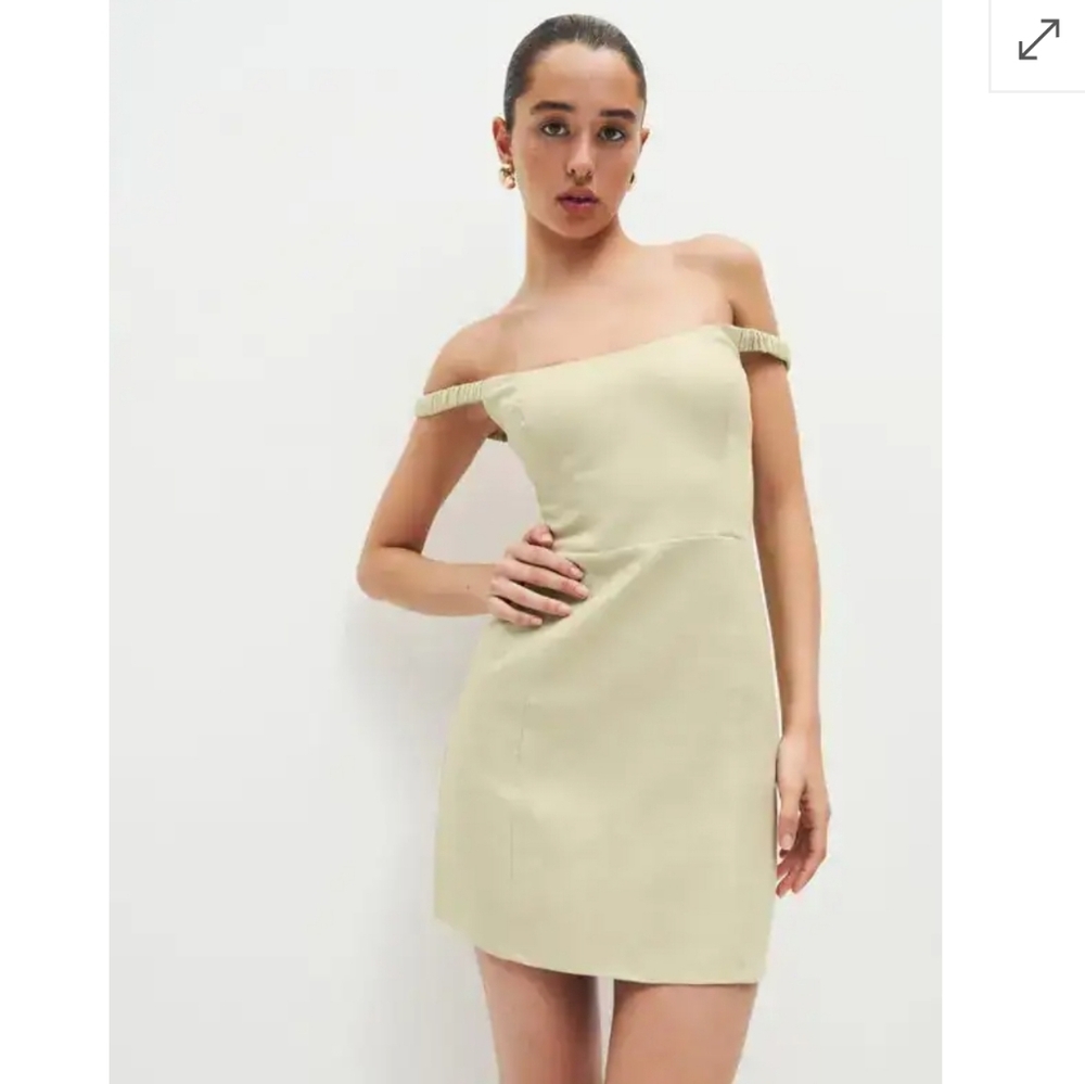 Reformation Sawyer Linen Dress Mini Dried Herbs Sage Green Size 6 NWT